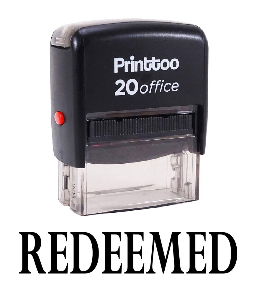 Printtoo Self Inking Rubber Stamp Office Stationary REDEEMED Custom