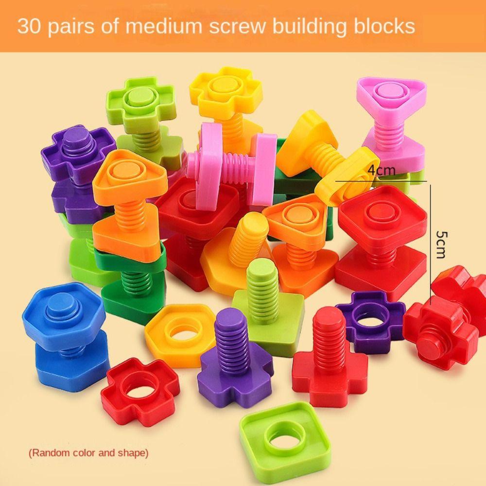 Screw Shape Screw Building Blocks Montessori Nut Shape Toys  Parent-Kid Interactive