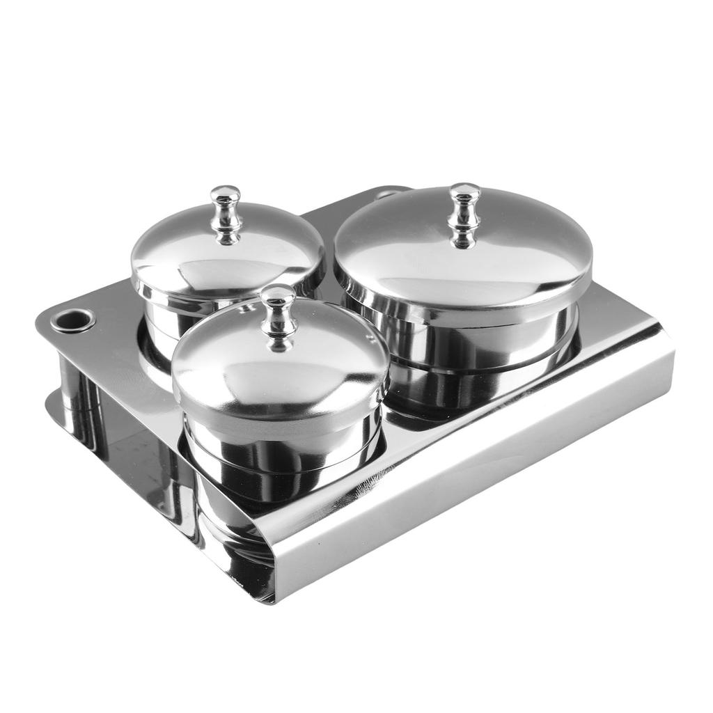 3pcs Stainless Steel Nail Art Mini Powder & Liquid Set Cans Storage Box Compact Manicure Tools