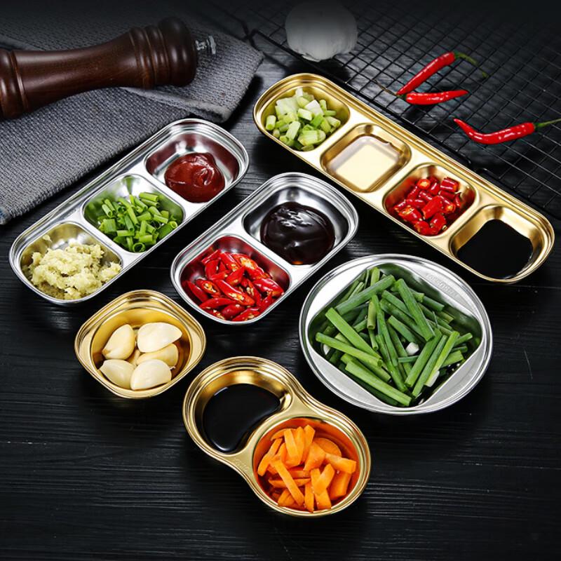 Korean Style Stainless Steel 3-Compartment Sauce Dish
