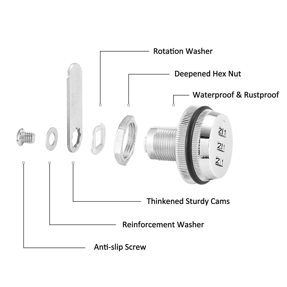Silver Zinc Alloy Combination Locks for Secure Home Automation Password Protected Cam Locks Ideal for Mailbox Cabinet Doors