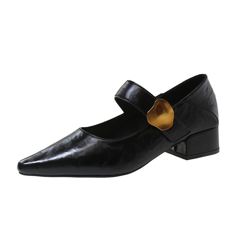 Scarpe Mary Jane temperamento bocca bassa nuove retrò a punta versatili da donna scarpe singole
