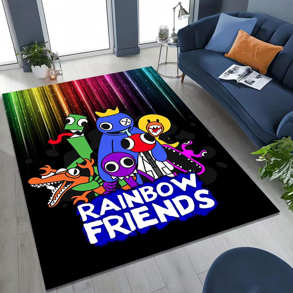 Game 3D R-Rainbow F-Friends Cartoon Art Rug for Bedroom Living Room Sofa Home Doormat Decor,Large Kid Play Non-slip Floor Mat