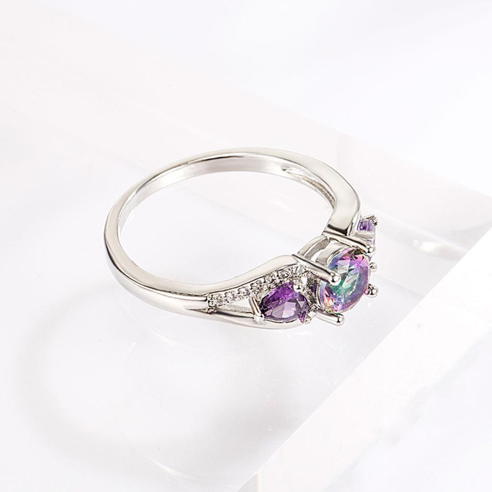 WOSIKATE Trendy CopperColorful Zirconia Gemstone Ring For Women Fashion Jewellery Anniversary Gift Finger Ring