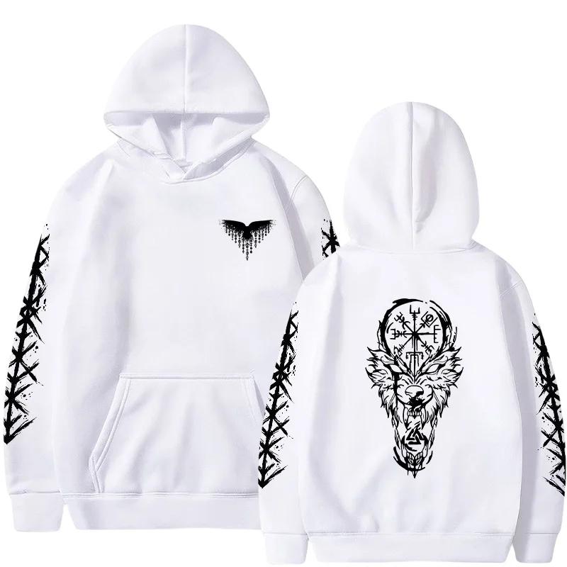2025 Trendy Winter Autumn Casual Sporty Jogger Top Outwear Fashion Man Hoodie Mens Ancient Norse Raven Wolf Hooded Sweatshirt