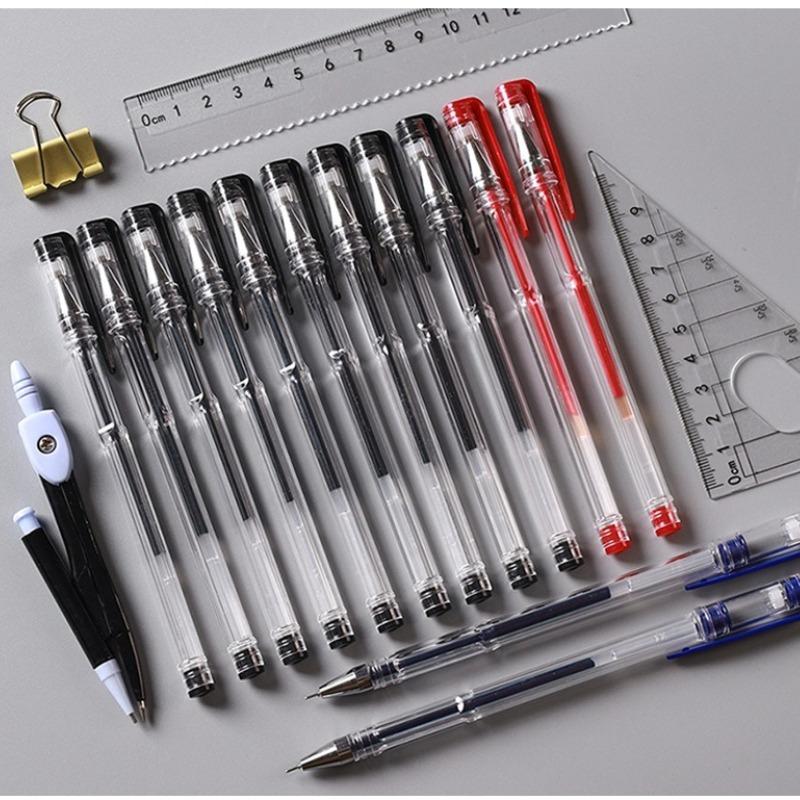 21Pcs Back To School Season Stationery, Transparent Barrel Writing Pens with Blue Clip, Smooth Handwriting Instrument Set, Premium Student Stationery