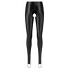 Damen Glänzende Open-Crotch Steg-Leggings Dehnbar Glatt Mittlere Taille Elastischer Bund Skinny Hosen