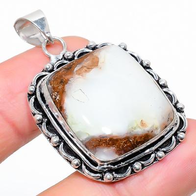 Natural Chrysoprase Gemstone Handmade 925 Sterling Silver Pendant 1.58" z0E54