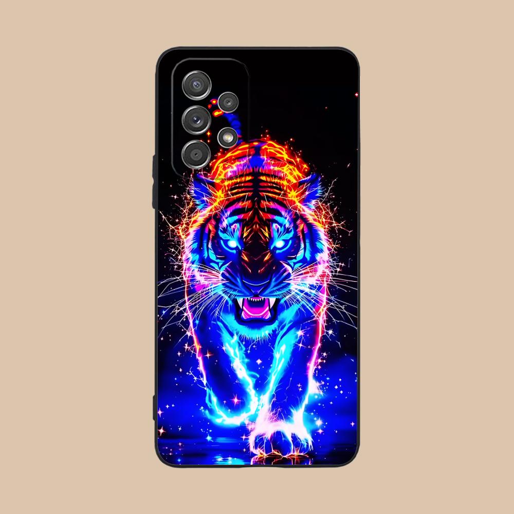 Tiger Neon Mobile Cell Phone Case for Samsung Galaxy A56 55 54 53 52 51 36 35 34 23 16 15 5G Colorful Cover Pretty Cover Luxury