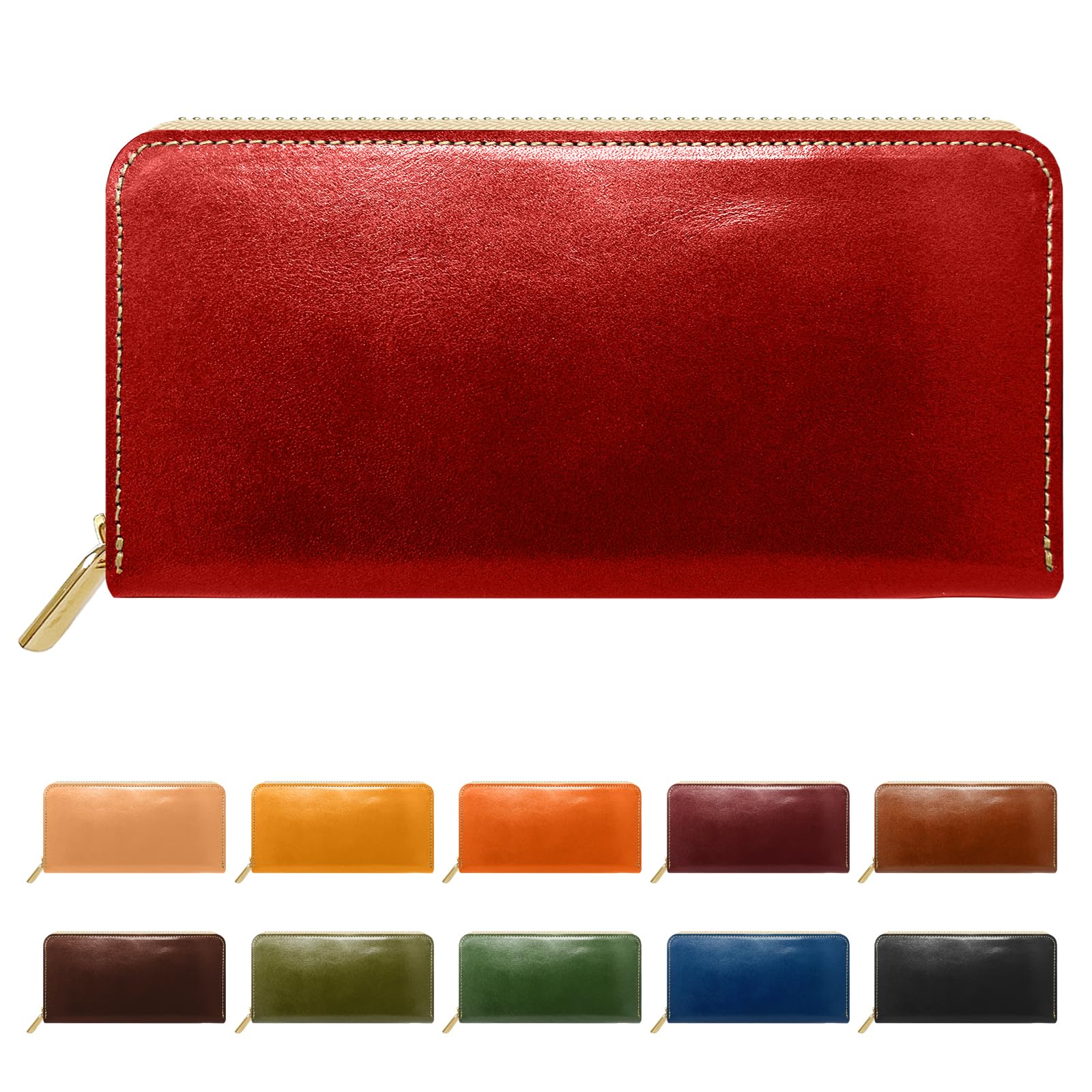 Модный длинный кошелек Yamagishi Tochigi Leather для мужчин и женщин, натуральная кожа, круговая молния, отделение для монет, слоты для карт, длинный кошелек, кожаный круглый