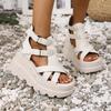 Women Sandals Summer Leather Platform Female Sandals Gladiator High Heels Sandals Women Chunky Outdoor Wedges Woman Shoe
