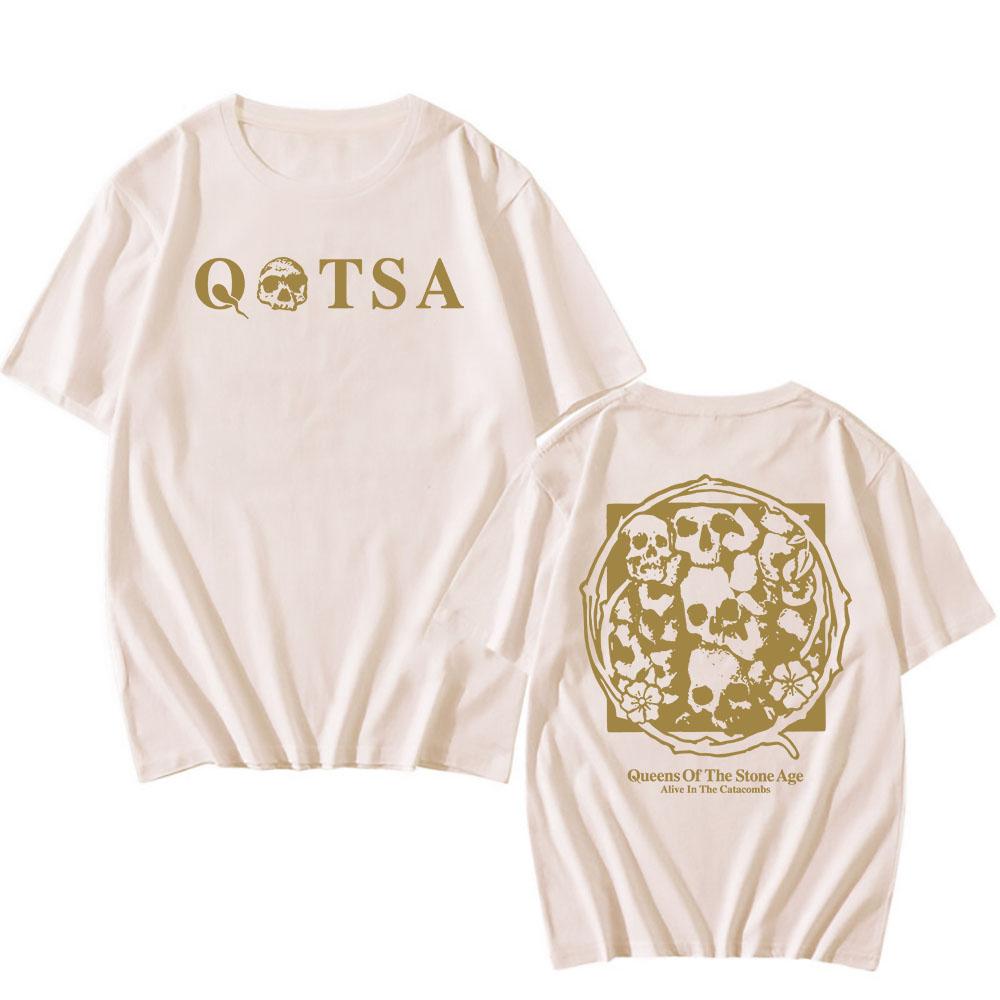 Футболка Alive in The Catacombs QUEENS OF THE STONE AGE QOTSA Футболки Рок-группа Гранж Мода Футболка Лето Хлопок Мужские Футболки Топ S