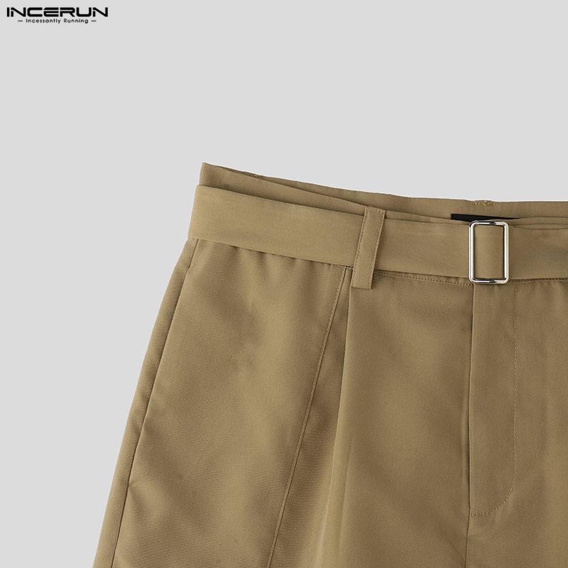 INCERUN 2 STÜCKE Herren Reverskragen Langarm Cropped Tops Hosen Zweiteiler Anzug Lässige Outfits Sets