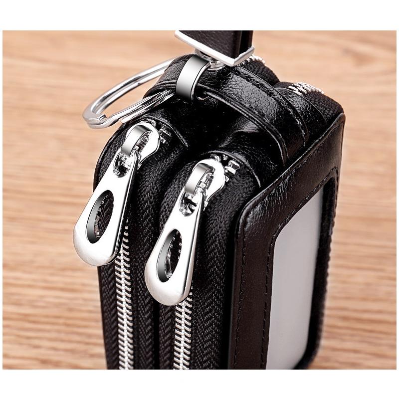 Porte-clés En Cuir Avec Compartiment Zippé – 2 Pièces, élégant Et Pratique Pour Clés Et Monnaie