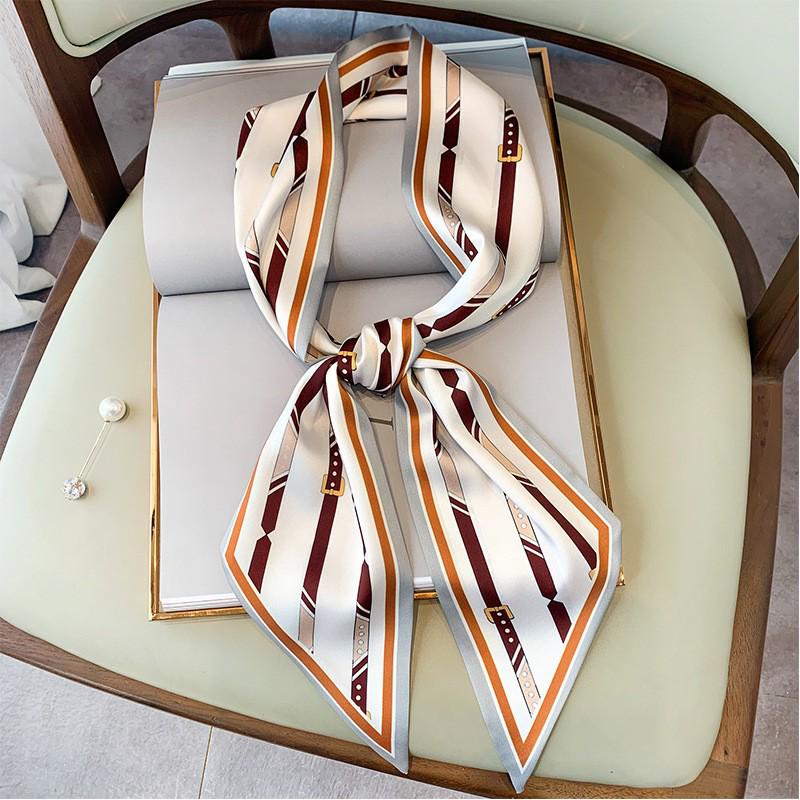 Korean Polka Dot Skinny Scarf: Imitation Silk Spring/Summer Neck Scarf & Headband Tie for Women