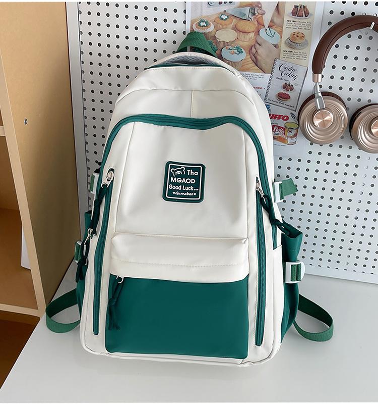 Schoolbag Large-capacity Backpack female-Japanese Contrasting Color Trendy Brand College Student Schoolbag Leisure Travel Bag New Computer Bag