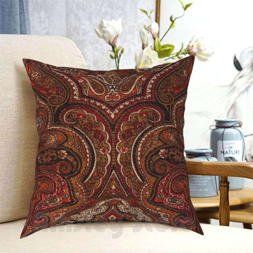 Vintage Paisley Like Pattern Pillow Case Printed Home Soft DIY Pillow Cover Vintage Retro Paisley Pattern Brown Burnt