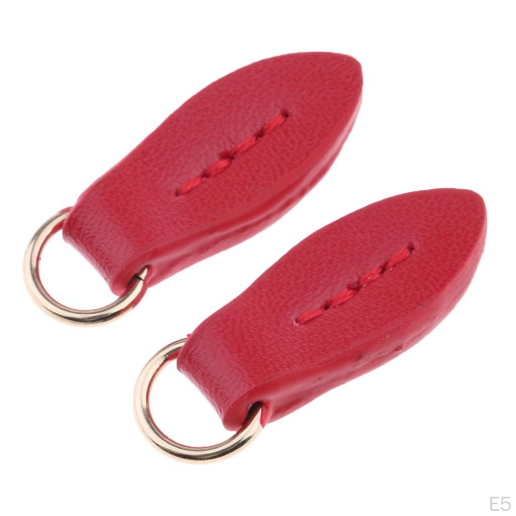 2 Shape Zipper Heads Leather Zip Pendant Puller for Handbags