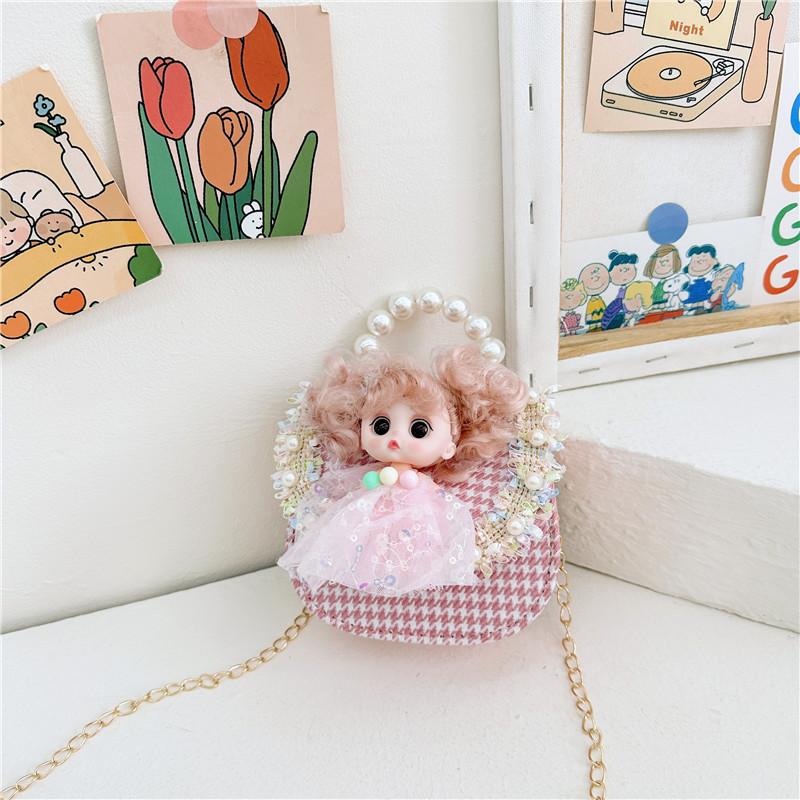 Cute Princess Children's Bag With Stylish Pearl Handle For Little Girls In Colorful Options