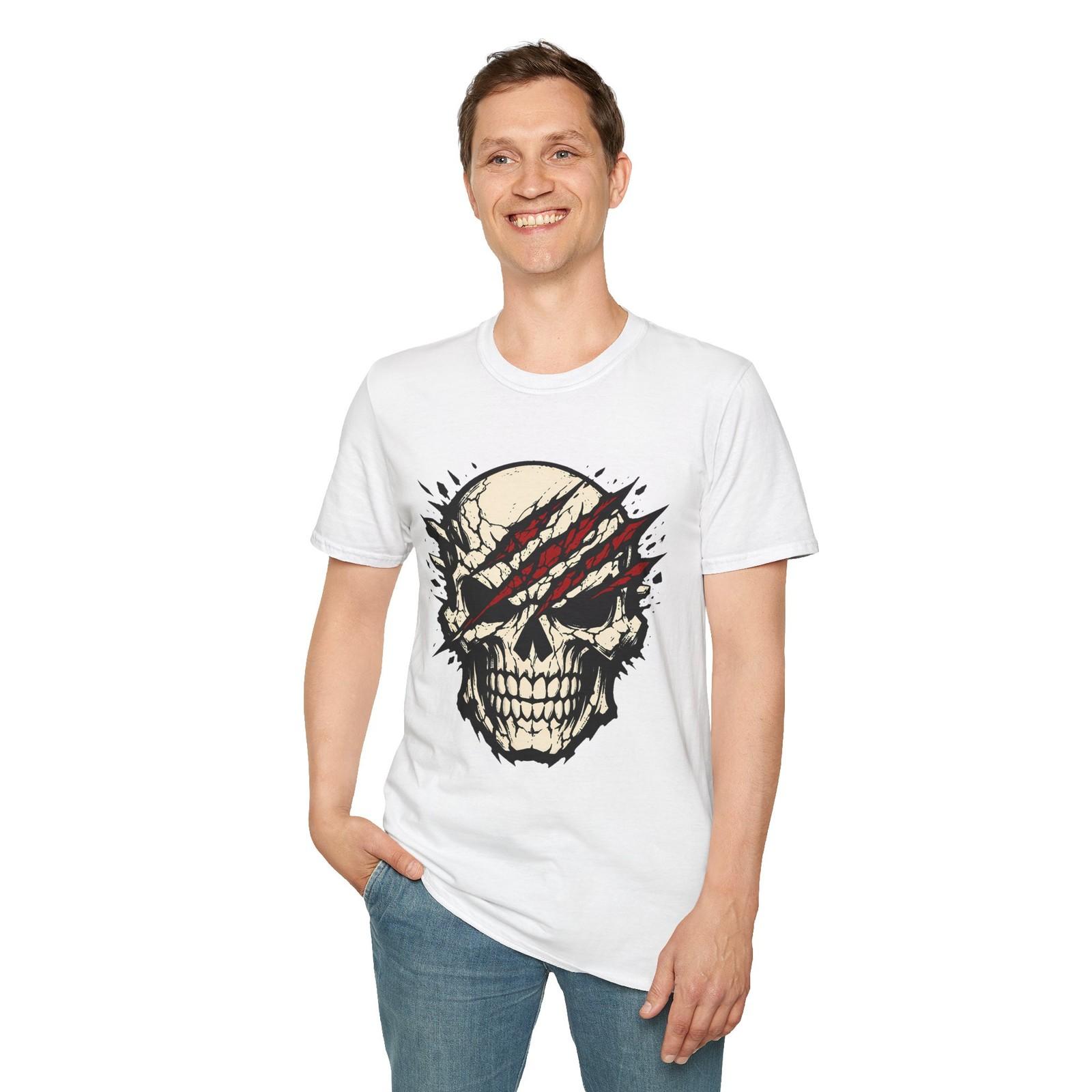 Unisex Softstyle T-Shirt Skull Claw Gouges Damage Impact S разноцветный