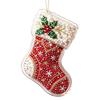 Christmas Stocking Ornament, Flat Hanging Decoration for Christmas Tree Wreath Mantel