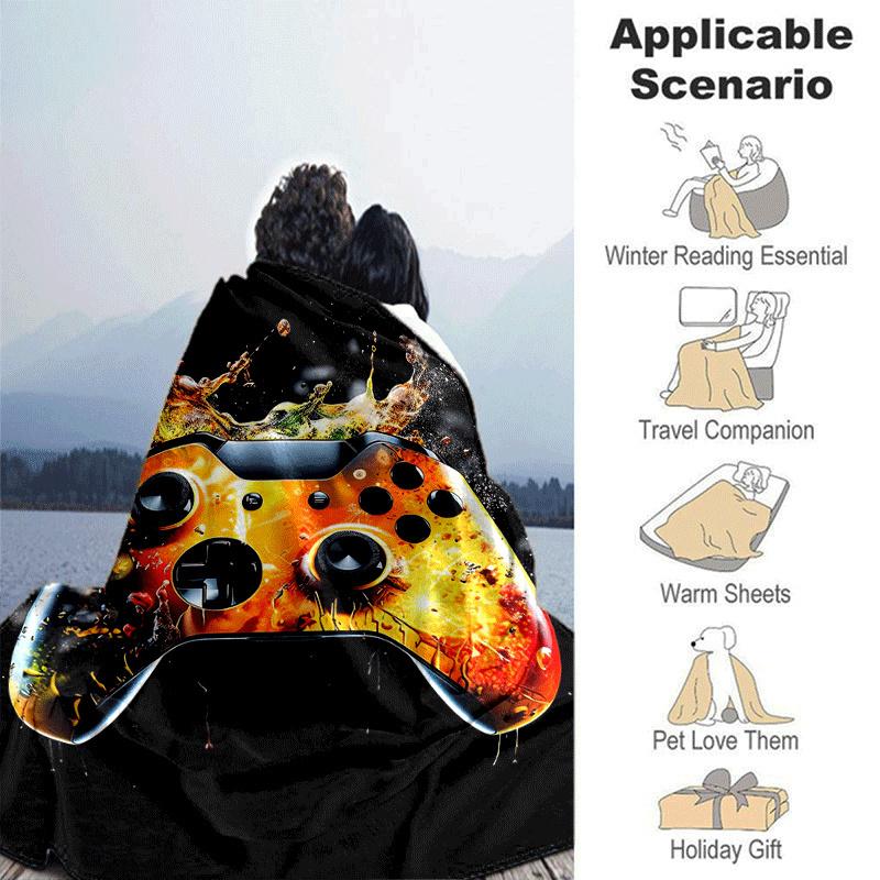 1pc Game Controller Printing Lightweight Flannel Blanket, Comfortable and Warm Blanket, for Camping Sofa Bed and Couch Office, Suitable for G