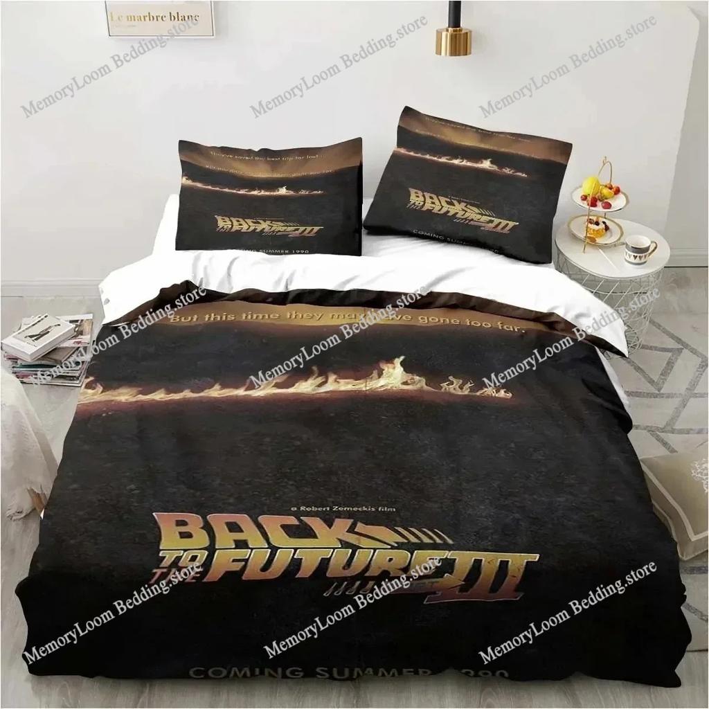 Back To The Future Classic Movie Retro Bedding Set Bed Three Piece Set Single Double Bed Queen Size King Quilt Cover Boy Gift