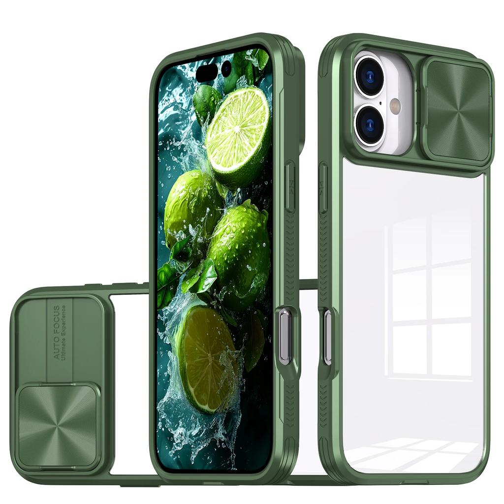 Luxury Crystal Clear Slide Camera Protection Case for IPhone 16 Pro Max 15 14 13 Plus Mini Acrylic Hard Transparent Back Cover