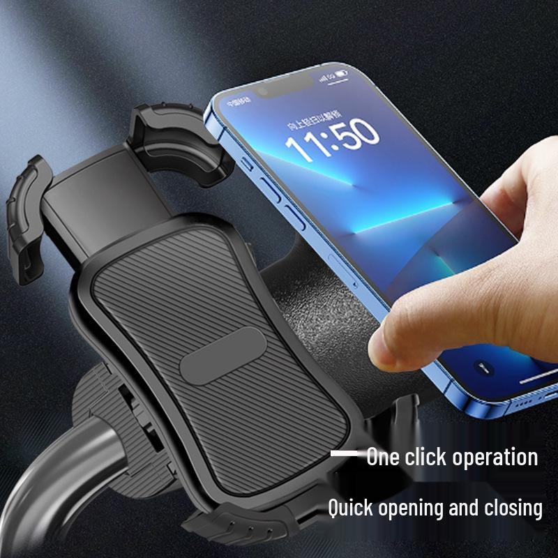 Electric Motorcycle Phone Holder with Four-Claw Grip, Aluminum Alloy