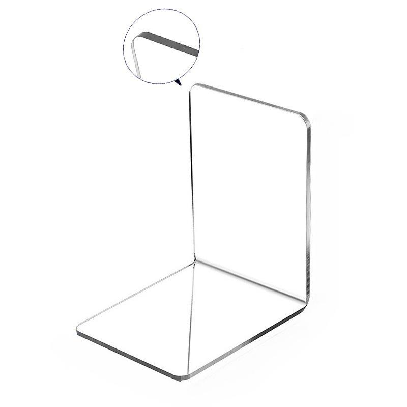 

L-shaped Thick Transparent Acrylic Book Stand Student Book Storage Partition Bookshelf Desktop Sorting Classifier Newspaper Library Display Rack 18x12x12cm 2pcs