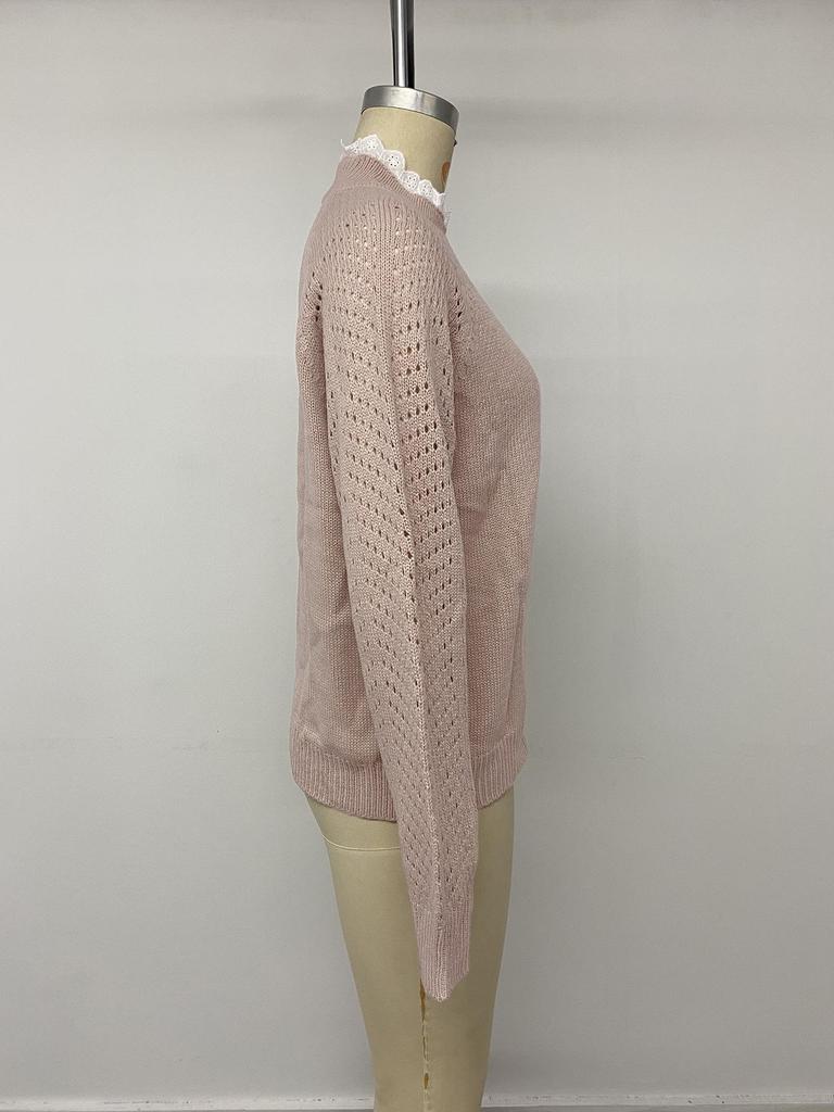 TikTok Europe 2026 Autumn/Winter Commuter Lace Patchwork Button Knit Sweater