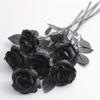 5pcs Halloween Ghost Festival Dark Series New Pure Black Single Rose Horror Gothic Style Bouquet Home Garden Room Decor
