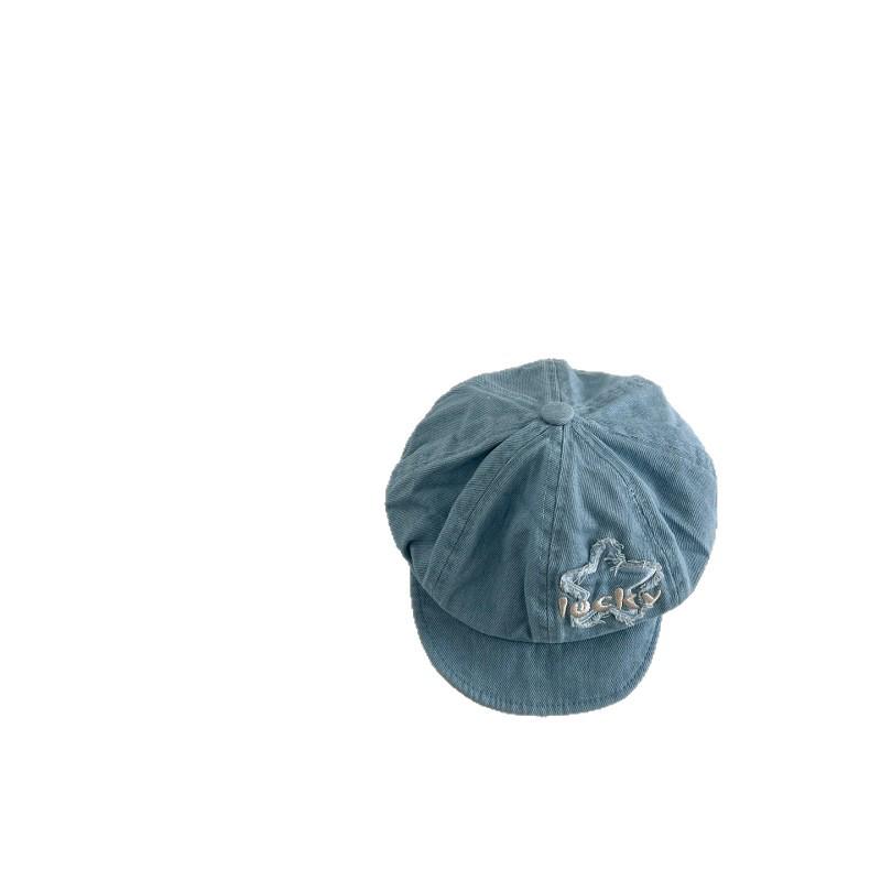 Guai Bao Unisex Children's Korean Style Denim Beret with Star Embroidery for Sun Protection - Spring/Summer