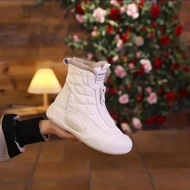 Fashion Women Boots 2024Winter Luxury Waterproof Warm Snow Boots Thicken Plush Cotton Shoes Female Soft sole High Top Retro Ankle Boots