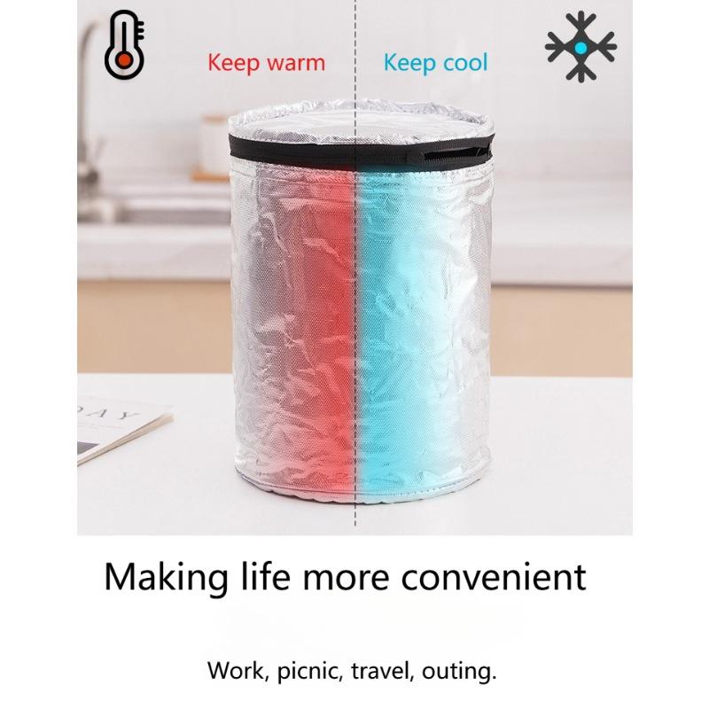 Handheld cylindrical insulated lunch bag, lunch box bag, portable, meal bag, waterproof, picnic bag, simple