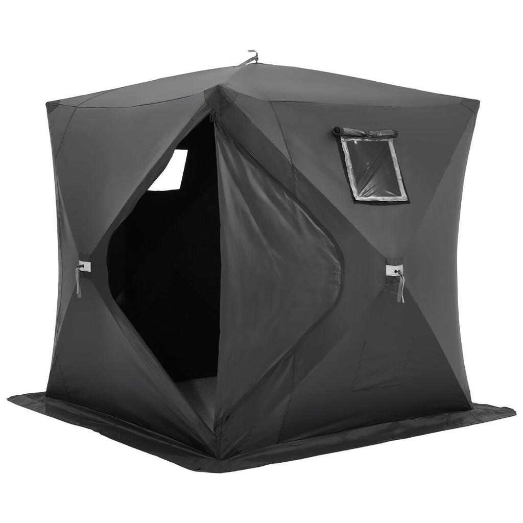 Portable Ice Shelter, 3-4 Person Pop-Up Ice Fishing Tent, 43 Square Feet Fishable Area, Ice Shanty for Winter Fishing, Waterproof Oxford Ice Cube with