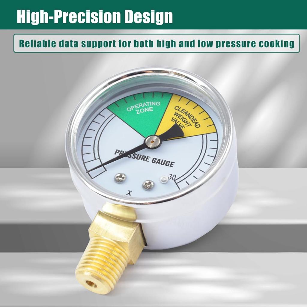 2Inch Pressure Fryer Gauge 0-30PSI Easy Installation Pressure Gauge Pressure Cooker Repair Part Stainless Steel Texture