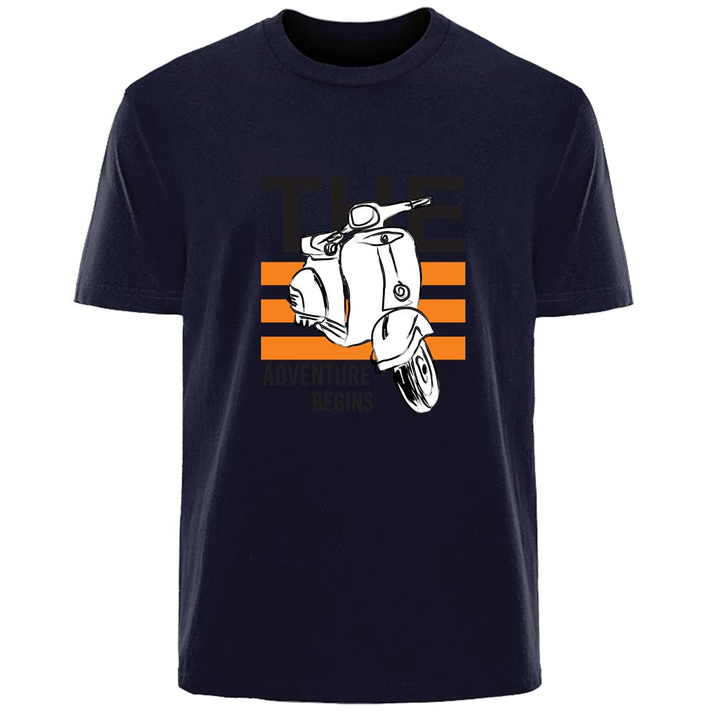 

Летняя мужская футболка с принтом скутера Harajuku высокого качества из 100% хлопка, дышащая, впитывающая пот футболка, повседневная модная мужская уличная одежда