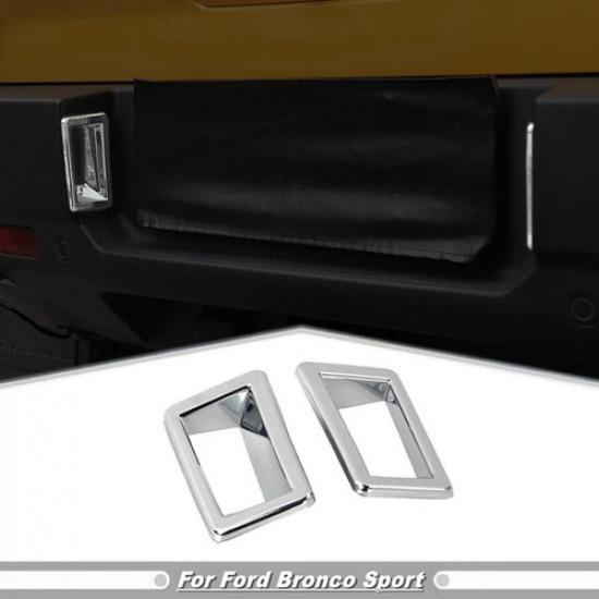 For -2024 Ford Bronco Sport Chrome Rear License Plate Lamp Light Cover Trim
