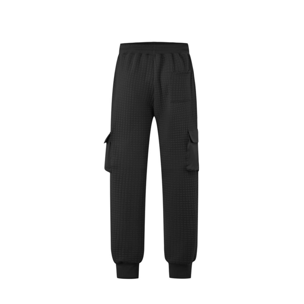 New Men's Sports Thick Multi Pocket Jacquard Small Square Casual Work Pants Men Clothing Streetwear Men Cargo Pants