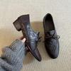 2026 French Thick Heel Women's New Sheepskin Lace-up Single Shoes Women's Soft-soled Temperament British Small Leather Shoes