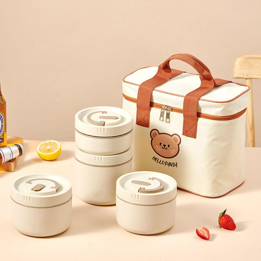 New Portable Insulated Lunch Bag Large Capacity Cute Bear Cooler Bag Waterproof Thermal Food Container Bag for Students Adult