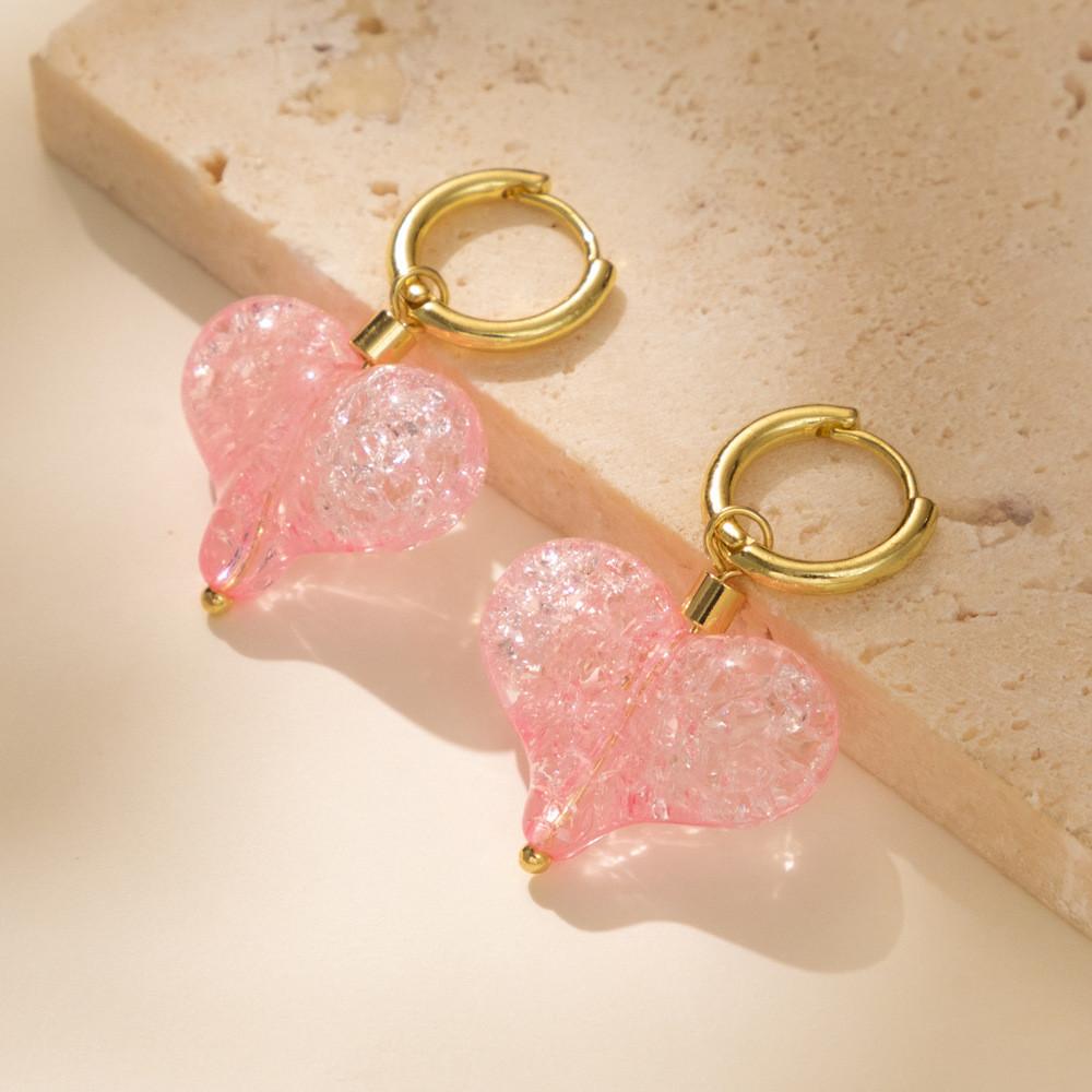 

Unique Heartshaped Pink Hoop Earrings For Women Trendy European And American Style