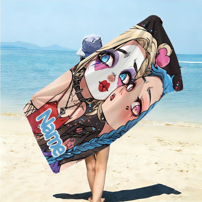 Personalized "Jinx: Power Dark" Beach Towel Microfiber Beach Towel Thin Absorbent for Beach Swimming Yoga Bath Sports. 0910245