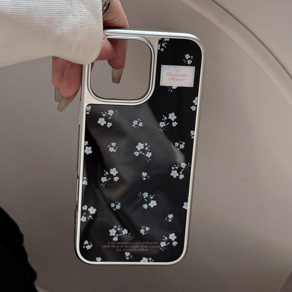 Magnetic Black and Blue Flower Stand Suitable for Apple 16pro Max Mobile Phone Case Iphone15 Acrylic 13 Huawei P70