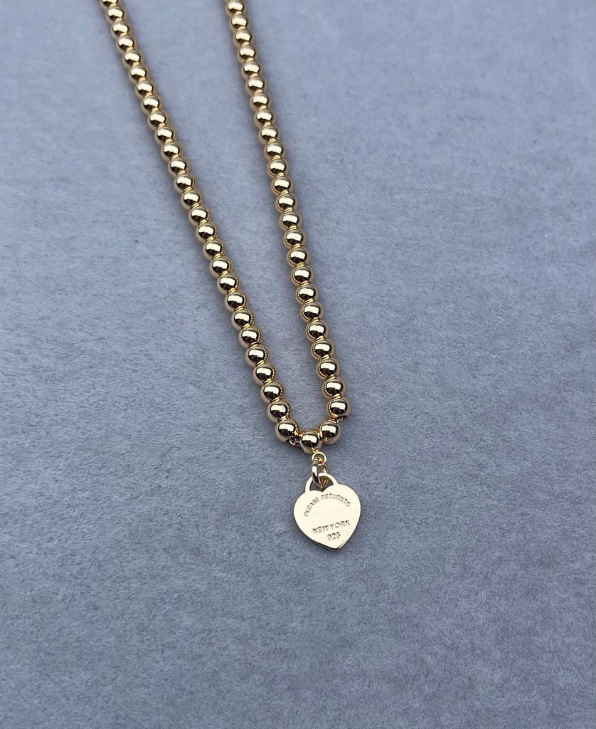 Love Tag Round Bead Necklace Women's Light Luxury European and American Trend Jewelry