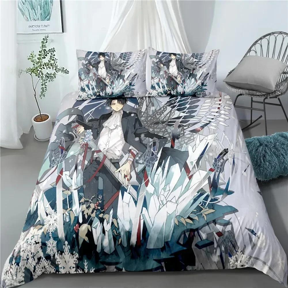 Fashion Anime Attack on Titan Home Textile Pillow Case Bed Linen Duvet Covers Kid Comforter Bedding Set Queen King Home Textiles