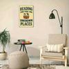 Metal Wall Art Vintage Poster Reading Takes You to the Unknown Gift for Bookstore