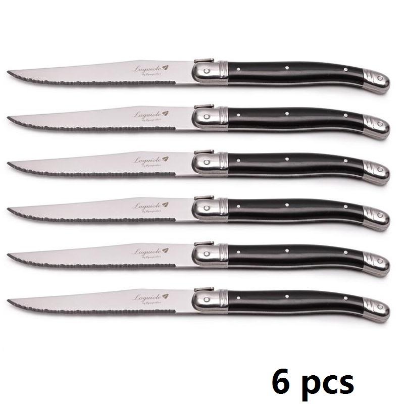Laguiole Stainless Steel Steak Knives Dinner Knife Black Cutlery Table Knife Dinnerware sets Restaurant Home Bar Flatwatware 9''