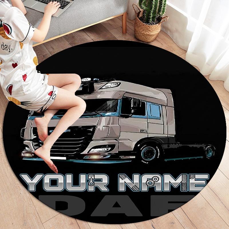 Daf Team Custom Name Round Area Rug Carpet Rug For Living Room Bedroom Sofa Playroom Decor Nonslip Floor Mat